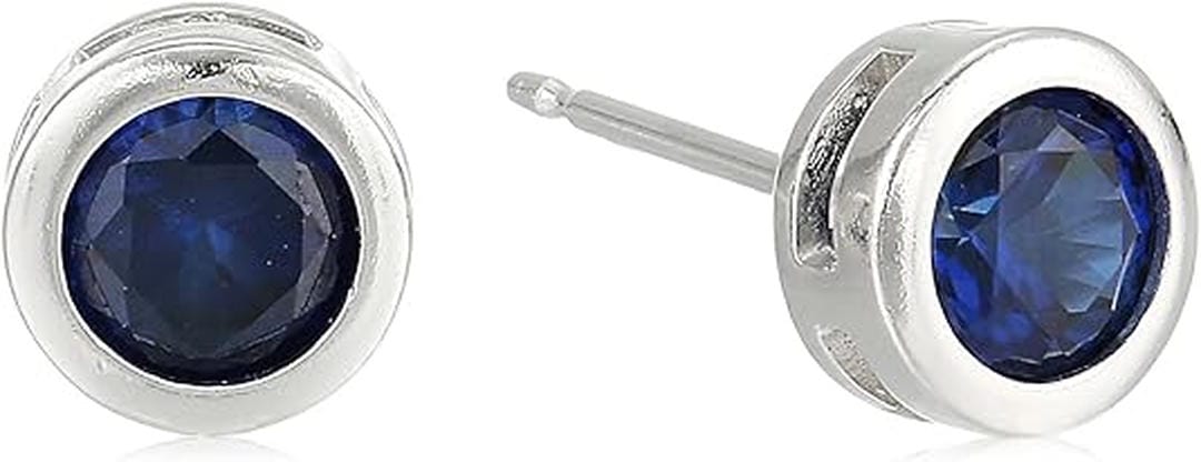 Sapphire Bezel Stud Earrings